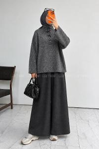 Anthracite Mock Turtle Neck Long Arm Jumper