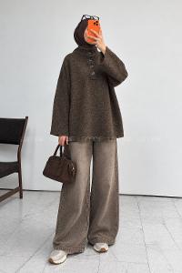 Brown Mock Turtle Neck Long Arm Jumper
