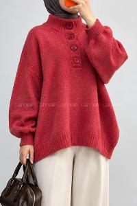 Red Mock Turtle Neck Long Arm Jumper