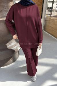 Lamelif Basıc Biyeli İkili Takım Bordo