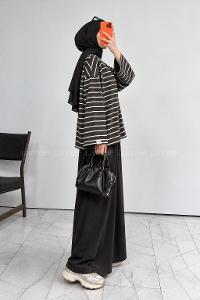 Lamelif Çizgili Oysho Sweat Kahverengi