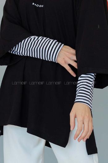 Black Medium Crew Neck Long Arm Unprinted Oversleeve