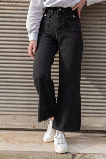 Black Denim Normal Waist Denim Pants
