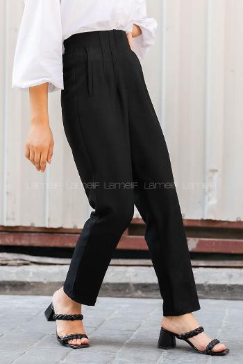 Lamelif Fleto Cepli Pantolon Siyah