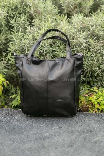 Lamelif Fermuar Detaylı Omuz Çantası Siyah