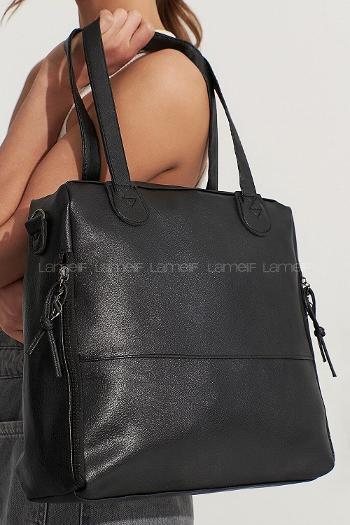 Modalamelif Yan Fermuar Detaylı Deri Çanta Siyah