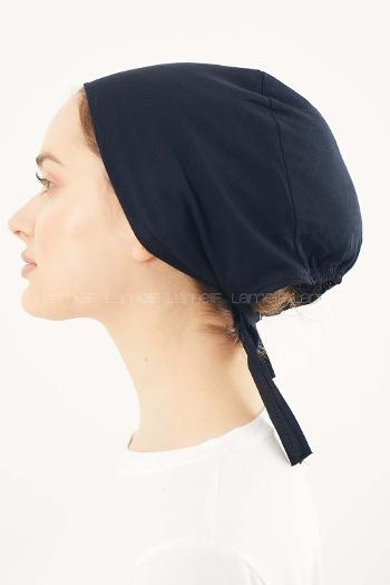 Lamelif Dikişsiz Bağlamalı Penye Bone Lacivert