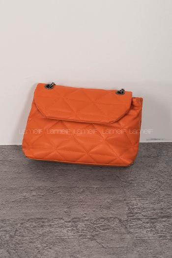 Lamelif Dikişli Pastelya Çapraz ÇantaTuruncu