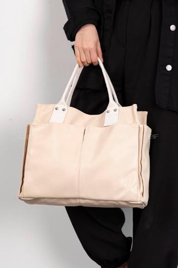 Lamelif Kadın Everyday Suni Deri Çapraz Çanta Roma Krem