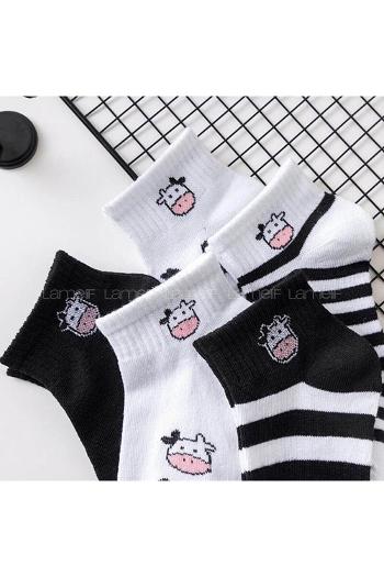 Lamelif İnek Desen 5 Çift Yarım Kolej Çorap Seti