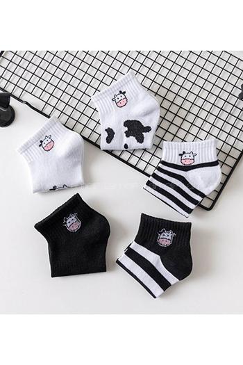 Lamelif İnek Desen 5 Çift Yarım Kolej Çorap Seti