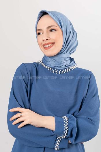 Denim Blue Viscose Fabric Straight Scarf