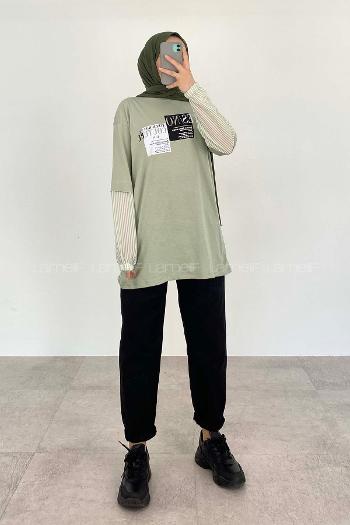 Modalamelif Ön Baskılı Sweatshirt Mint Yeşili
