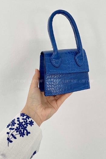 Lamelif Kapak Kilitli  Desen Çanta Mavi