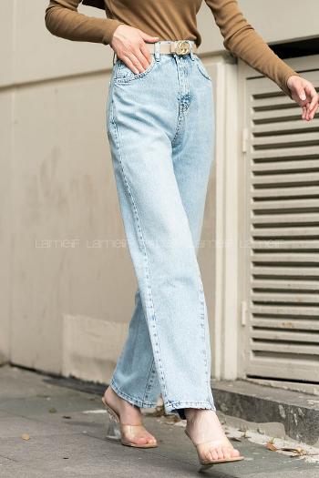 Ice Blue Denim High Waist Denim Pants