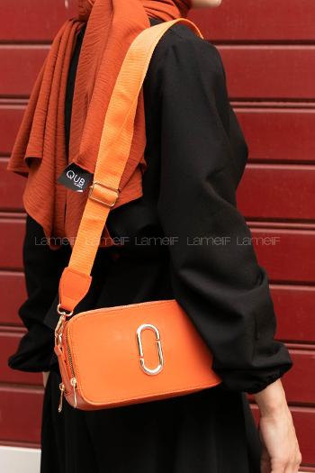 Lamelif  ikiGözlü El Omuz Çapraz Çanta Oranj