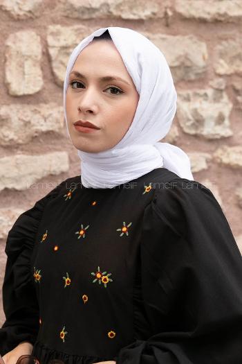 White Cotton Fabric Straight Shawl