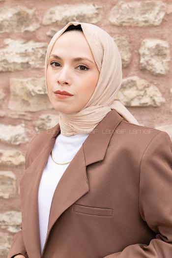 Sand Beige Cotton Fabric Straight Shawl