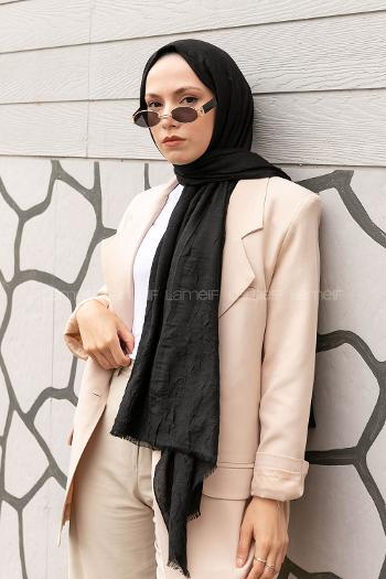 Black Cotton Fabric Straight Shawl