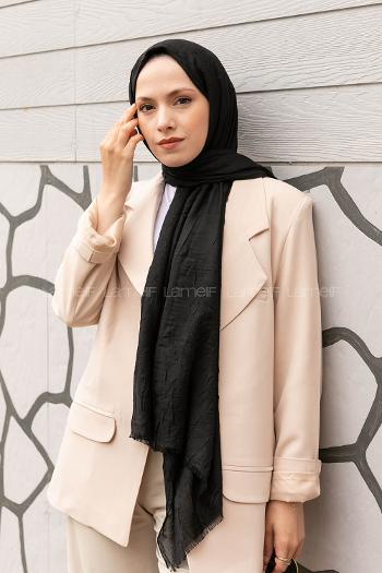 Black Cotton Fabric Straight Shawl