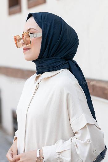 Navy Blue Cotton Fabric Straight Shawl