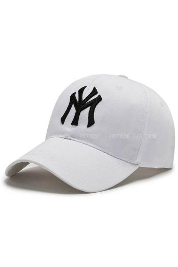 Lamelif NY Nakışlı Beyaz Şapka