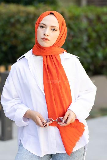 Modalamelif Piliseli Bambu Şal Oranj