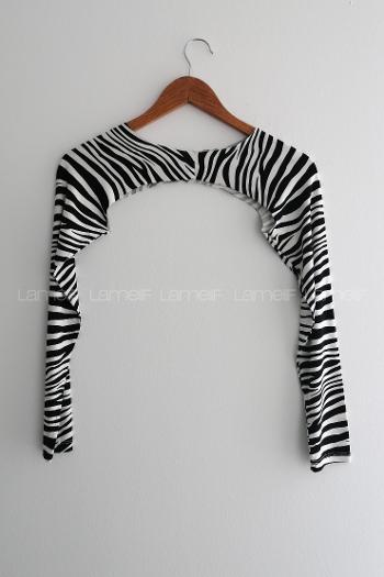 Lamelif Zebra Desen Uzun Kol İçlik Siyah Beyaz