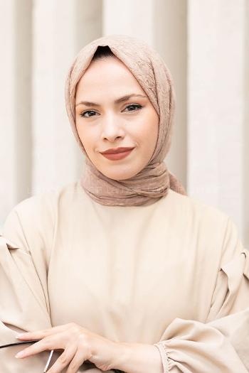 Lamelif Bambu Şal Kahverengi Bej