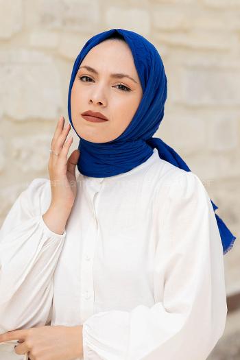 Lamelif Bambu Şal Saks Mavisi