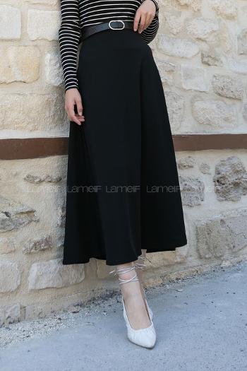 Lamelif Kloş Etek Siyah