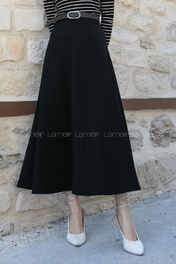 Lamelif Kloş Etek Siyah