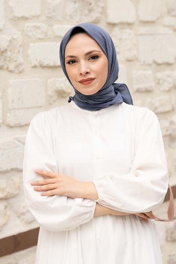 Lamelif Keten Eşarp Kot Mavi