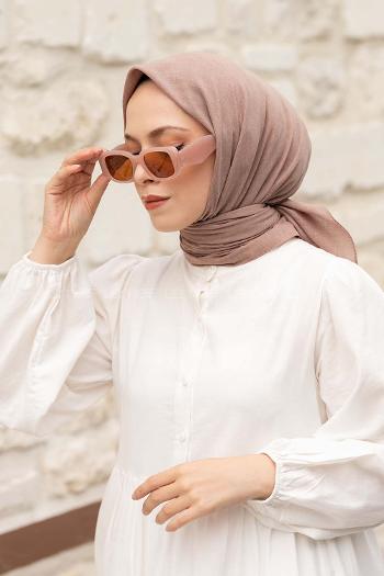 Lamelif Keten Eşarp Koyu Vizonrengi