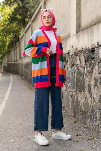 Modalamelif Gökkuşağı Desenli Hırka