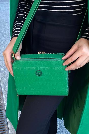 Lamelif  iki Gözlü El Omuz Valentia Çapraz Çanta Yeşil