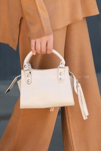 Lamelif Çapraz Askılı Deri Cool Çanta Krem