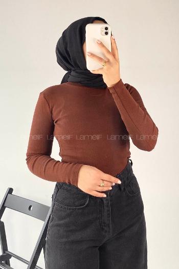 Bitter Brown Turtle Neck Long Arm Cotton Body