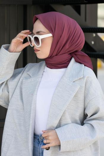 Lamelif Keten Eşarp Koyu Gül