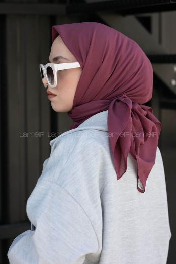 Lamelif Keten Eşarp Koyu Gül