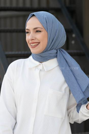 Lamelif Bambu Şal Gök Mavi