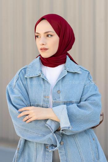 Bitter Burgundy Combed Fabric Straight Shawl