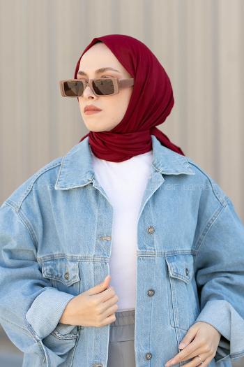 Bitter Burgundy Combed Fabric Straight Shawl