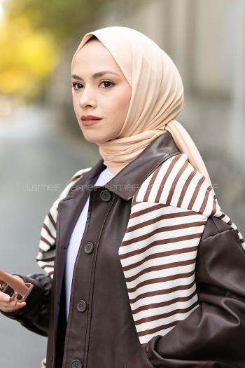 Lamelif Açık Bej Penye Şal