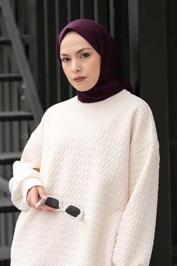 Eggplant Purple Combed Fabric Straight Shawl