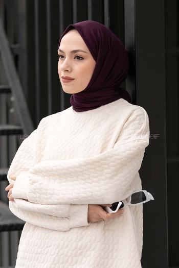 Eggplant Purple Combed Fabric Straight Shawl