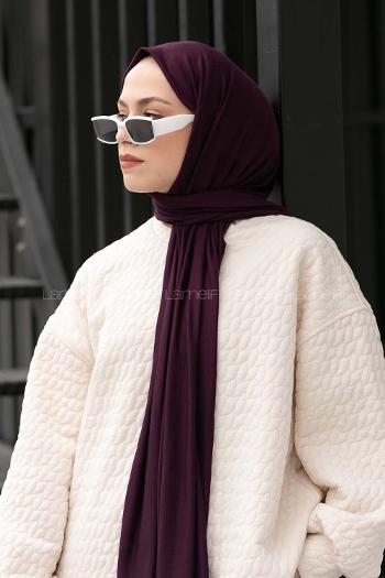 Eggplant Purple Combed Fabric Straight Shawl