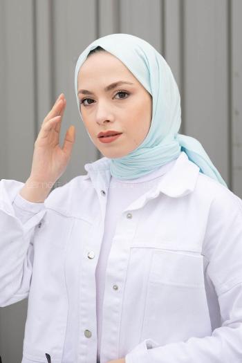 Lamelif Mint Gri Pamuk Vual Şal