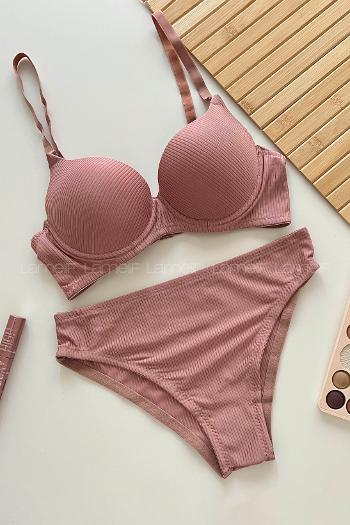 Lamelif Aria Destekli Fitilli Takım Pudra Renk