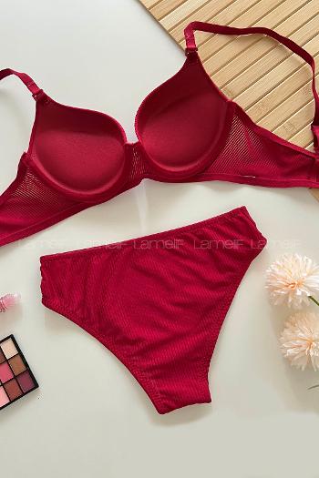 Sour Cherry Cotton Fabric Underwire Support Bralet
